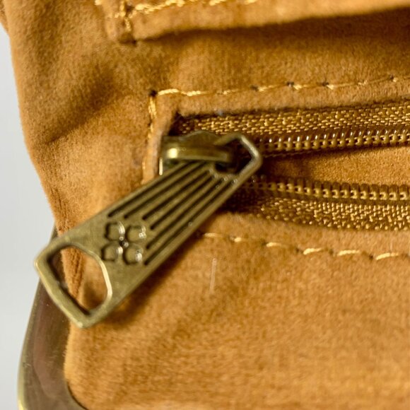 Patricia Nash Brown Leather Womens Clutch Purse Brass Frame Embossed Floral Logo - Picture 15 of 15